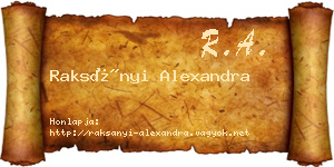Raksányi Alexandra névjegykártya
